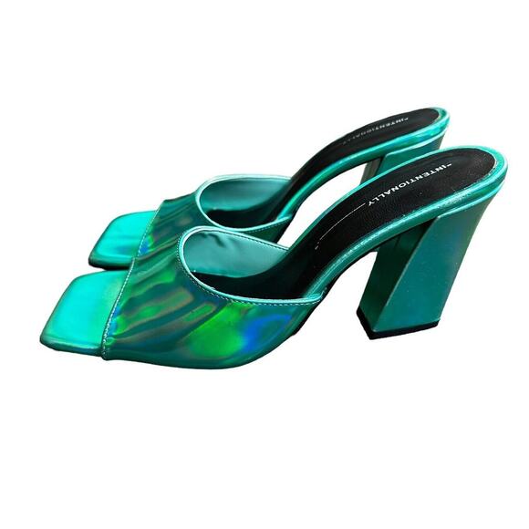 INTENTIONALLY BLANK x REVOLVE Metallic Jackson Mule in Teal Size 41 - Picture 7 of 12